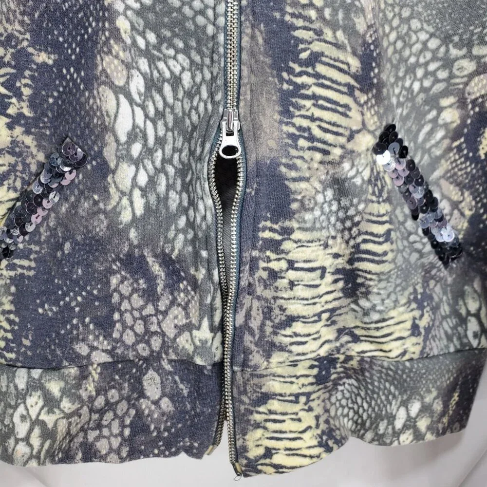 Animale Women's Multicolor Bomber Jacket Animal Print Sequin Size Medium (C-8) - Picture 8 of 15